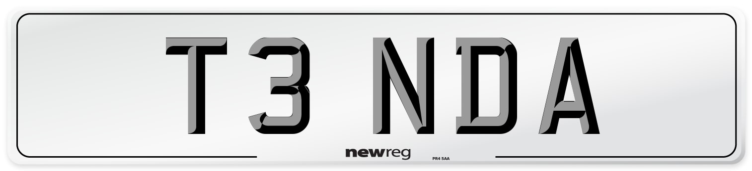T3 NDA Number Plate from New Reg